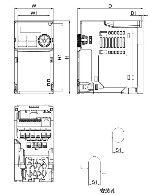 臺達變頻器 VFD2A8MH21ANSAA的安裝尺寸